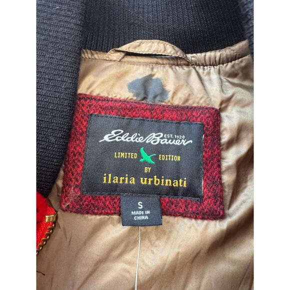 Eddie Bauer Limited Edition Ilaria Urbinati Wool red & black bomber jacket/coat - Picture 4 of 13